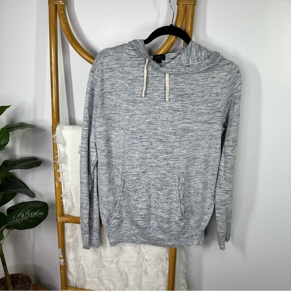 Mens J.Crew Blue and White Heathered Long Sleeve Pullover sz M